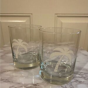 Palm Tree Design Glass Tumblers